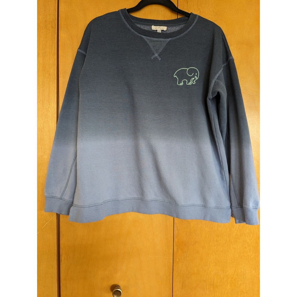 Ivory Ella Blue Ombre Dip Dye Elephant Logo Sweatshirt Womens Large Pullover